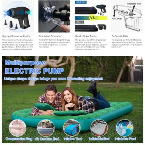 Quick-Fill Electric Air Pump - 2-Way Inflator/Deflator - Compact/ Lightweight - Picture 11 of 11